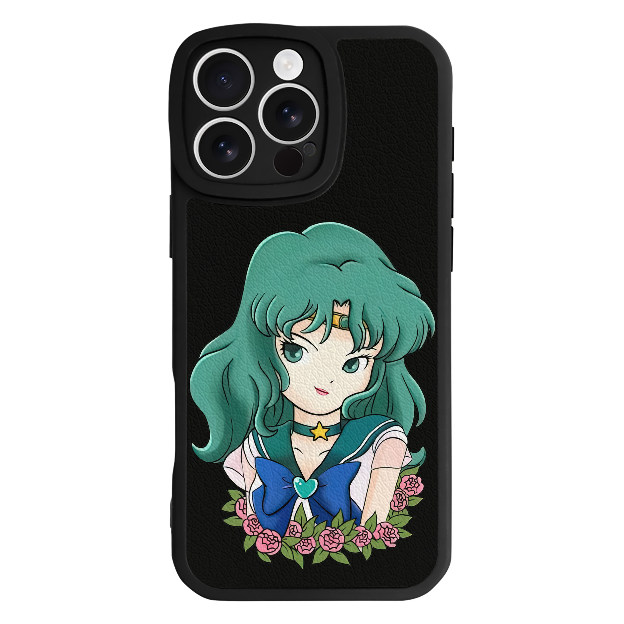 （画像用） 美少女戦士セーラームーン 海王 みちる（かいおう みちる） Sailor Moon Kaiou Michiru 【iPhone 16シリーズ対応】シリコンスマホケース（レザー調） 材質：シリコン